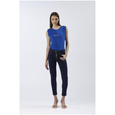 Jeans Cafènoir denim skinny con bottoniera JJ0147