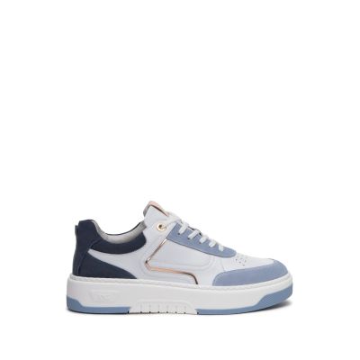 Sneakers in pelle bianca con inserti bianco e blu E409992D