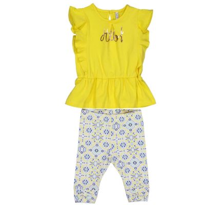 BIRBA 999 89024 00 Completo neonata giallo e pantaloncino bianco fantasia