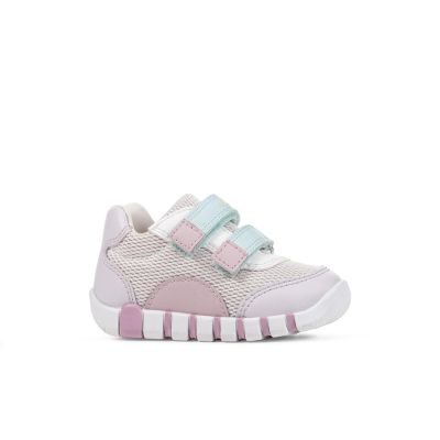 Sneaker Geox primi passi neonata traspirante, dal look femminile d'ispirazione running. B3558A