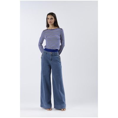 Jeans Cafènoir denim super wide con bottoni alle tasche JJ0142
