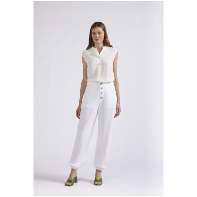 Pantaloni Cafènoir con bottoni a vista ed elastico alla caviglia JP0183
