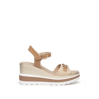Zeppa Sandalo donna NeroGiardini in pelle bicolore con accessorio E410530D