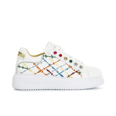 Sneakers Cafènoir con ricamo e strass colorati DE1011