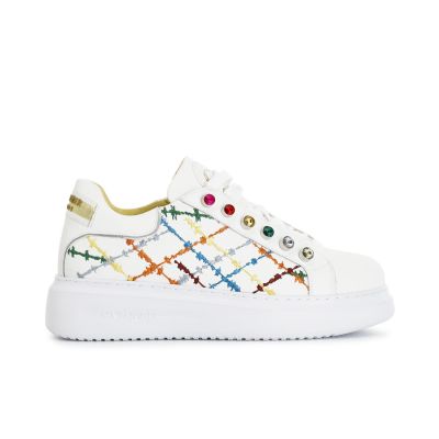 Sneakers con ricamo e strass colorati DE1011