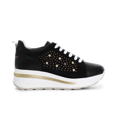 Sneakers Cafènoir in pelle scamosciata con borchie e strass DN1028