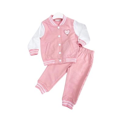 Completo tuta felpa bottoni e pantalone bambina mesi B0313