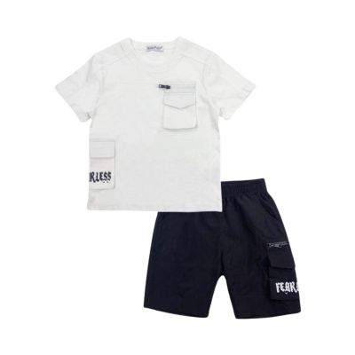 Completo T-shirt e pantaloncino moderno bianco nero NT6119