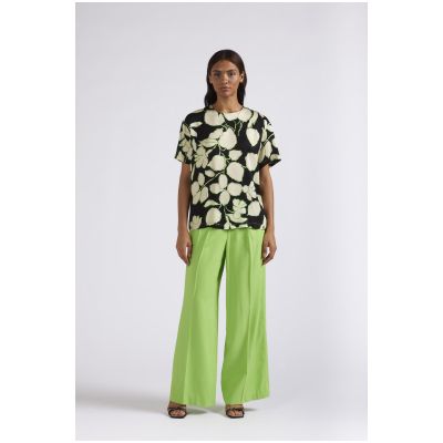 Blusa Cafènoir manica corta in satin di viscosa stampata maxy fiore JC0126