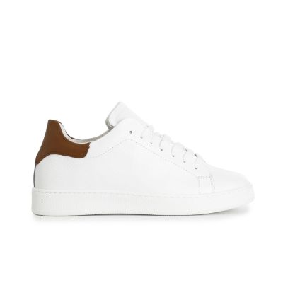 Sneakers uomo Cafènoir in pelle bianca con colletto colorato. XN1012