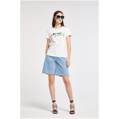 T-shirt Cafènoir in jersey di cotone con stampa be noir glitterata JT0101