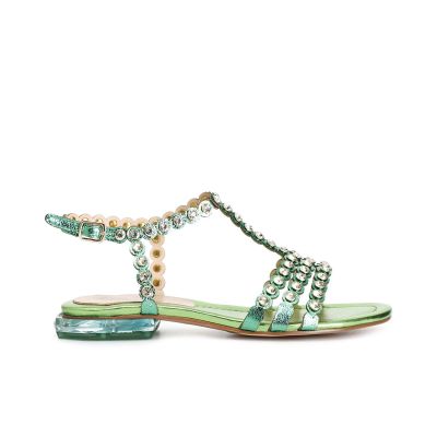 Sandali a "T" Cafènoir con multilistini e strass. GD9002