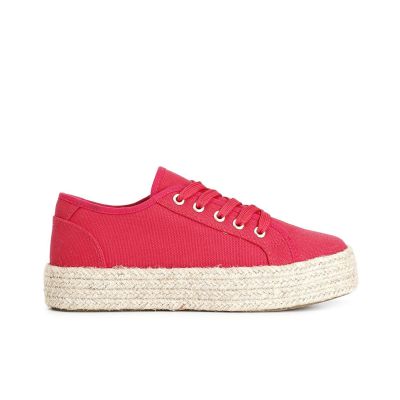 Scarpa allacciata donna Cafènoir in tessuto suola fasciata corda XS9002