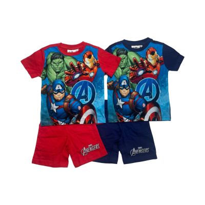 Completo bambino maglietta e pantaloncino in cotone Avengers AVE230909