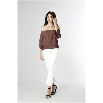 Blusa Cafènoir ricamata con scollo a barca JC0100