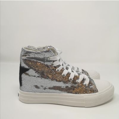 SHOPART SA020020 Sneakers tela e paillettes con stella nera