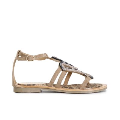 Sandali Cafènoir in camoscio e stampa maculata con accessorio strass GC5002