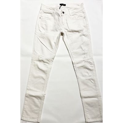 SHIKI SK26553 Pantalone jeans strappato bianco 