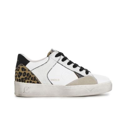 Sneakers da donna CafèNoir in pelle e pelle scamosciata con riporti effetto metallico DA1031