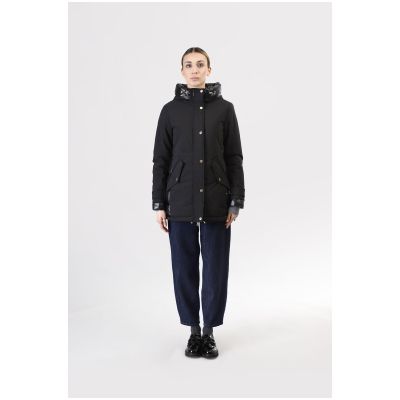 Parka imbottito CafèNoir bimateriale con cappuccio fisso JN0099