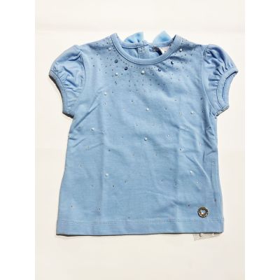 ARTIGLI A09675 T-shirt neonata azzurra con strass e perle