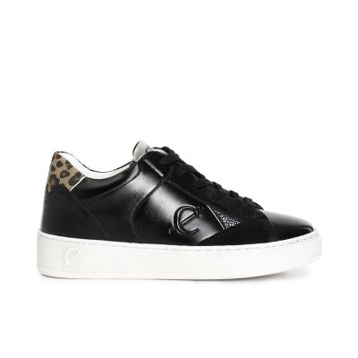 Sneakers donna CafèNoir in pelle e pelle scamosciata con riporti effetto metallico DA9031