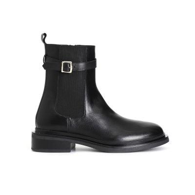 Tronchetto donna CafèNoir in pelle con elastico e fibbia XM1026