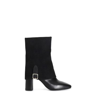 Tronchetto donna CafèNoir in pelle con maxi risvolto in bimateriale LB4403