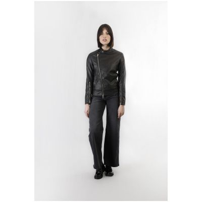 Giubbino modello chiodo CafèNoir con zip frontale su maniche JG0028