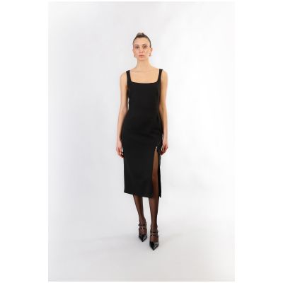 Abito longuette CafèNoir smanicato e con scollatura quadrata JA0201