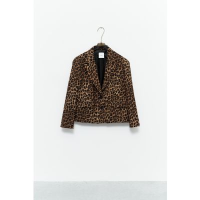 Giacca con maniche lunghe e colletto Animalier LD1743