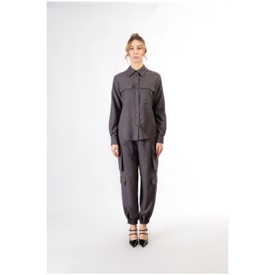 Camicia con tasche a toppa CafèNoir e maniche lunghe in tessuto JC0138