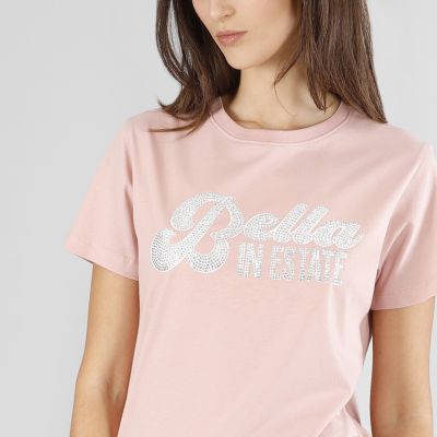 Maglia t-shirt CafèNoir Bella Estate con brillantini JT0231