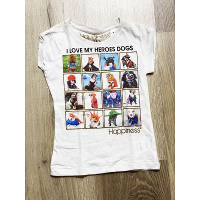 HAPPINES HEROSDOG t-shirt bianca con cagnolini manica corta 