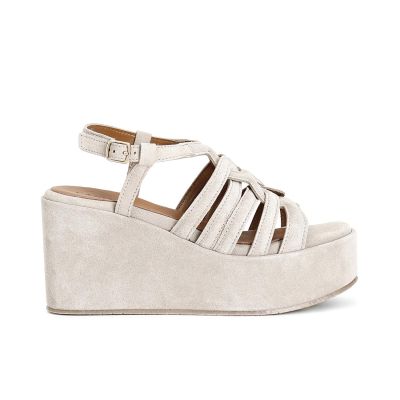 Sandali donna con zeppa CafèNoir in pelle scamosciata a gabbia HM6063