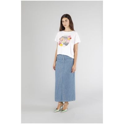 T-shirt a scatolina CafèNoir manica corta stampa capri JT0222