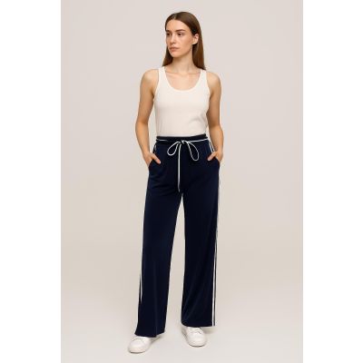 REBEKA ROSS PA005 Pantalone lungo ampio con dettagli in contrasto