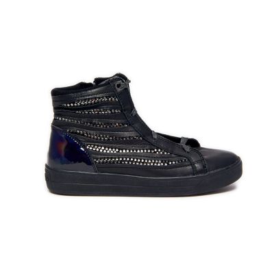 Cafènoir EG430 Sneakers in pelle nera con strass