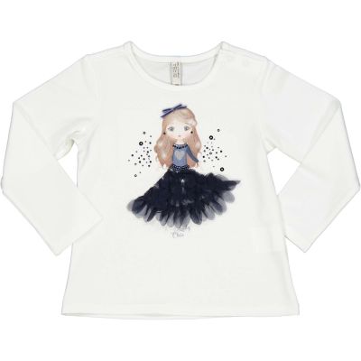 BIRBA 403 94057 00 Maglia bianca con ballerina e strass 