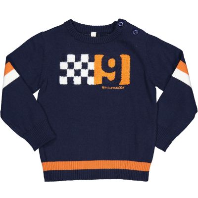 BIRBA 999 96625 00 Maglia tricot blu con rifiniture arancione bianco