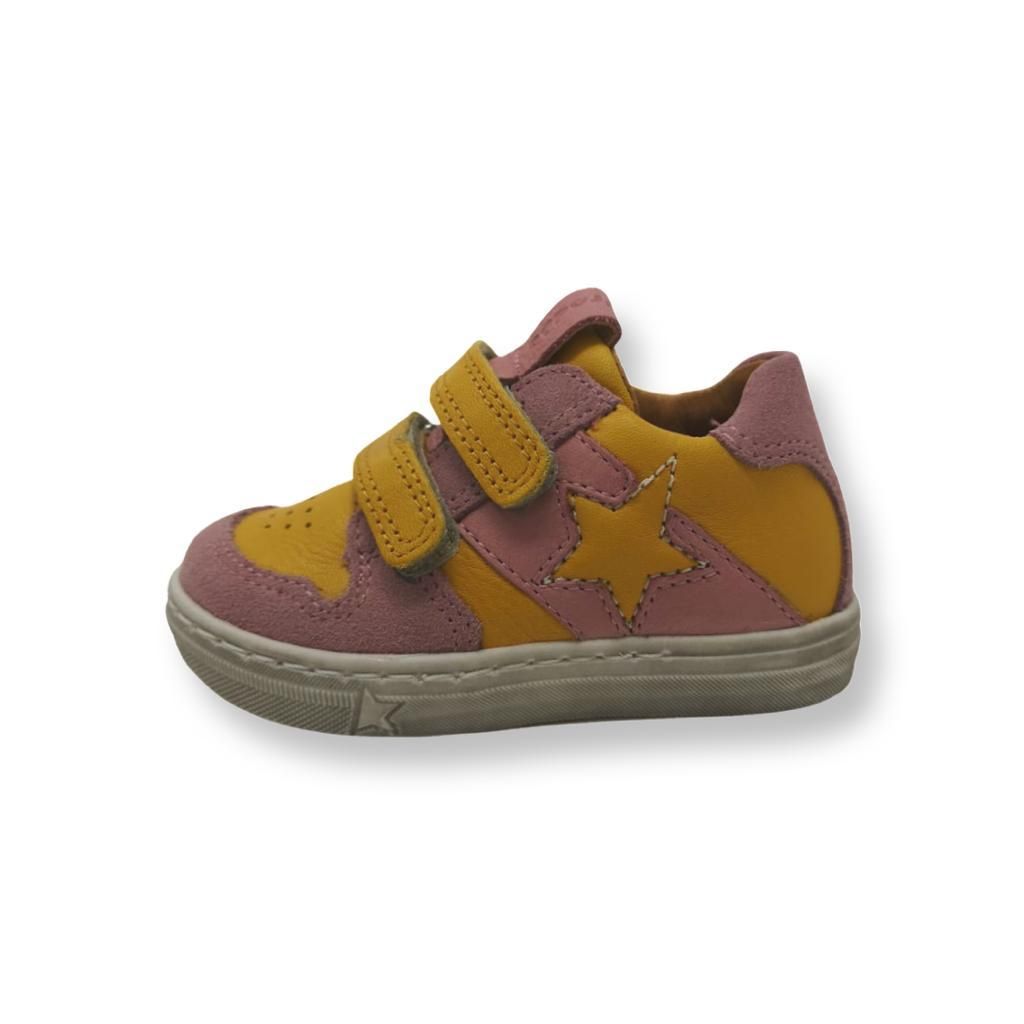 Froddo G2130259 13 Sneakers bambina pelle e camoscio con strappi colore giallo e rosa Vanities