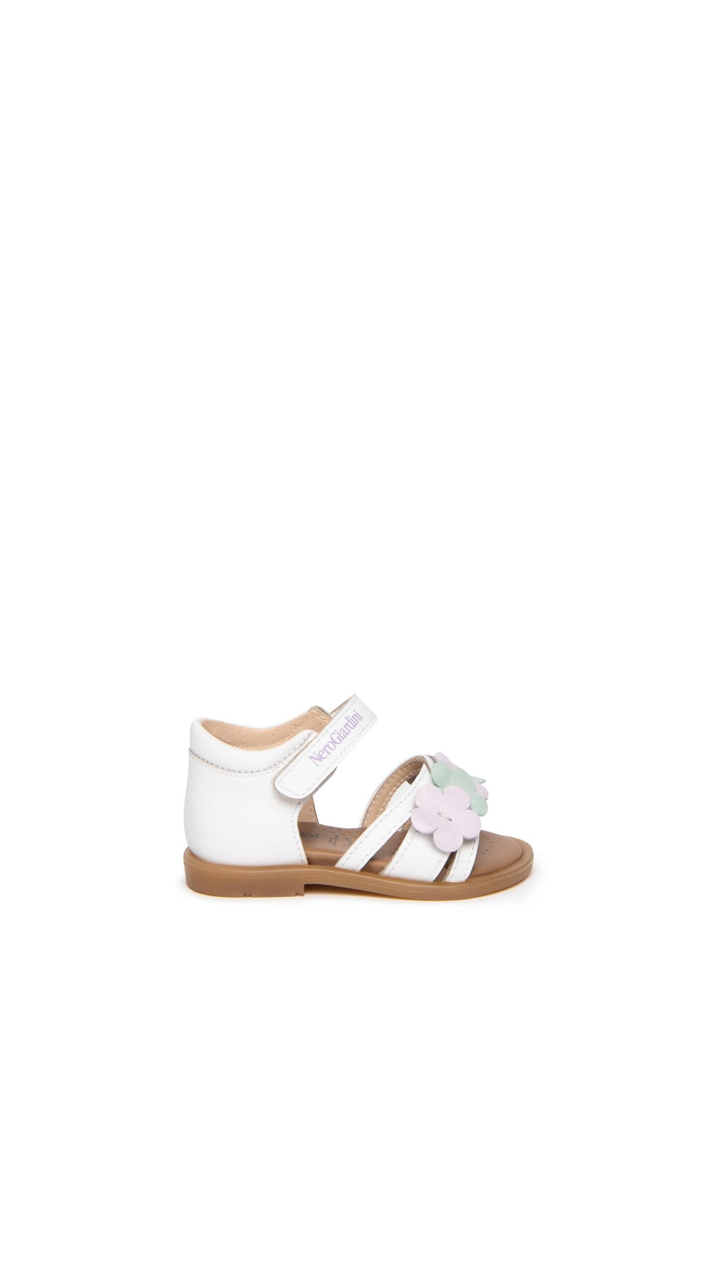 NeroGiardini E322441F Sandalo bambina in pelle con fascia di fiori