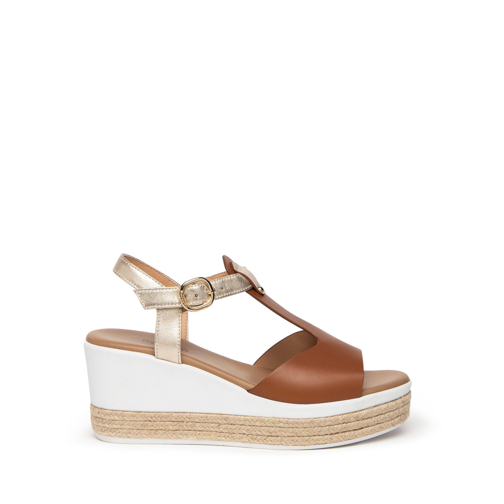 NeroGiardini E307712D Sandali donna in pelle con zeppa 7 cm Vanities